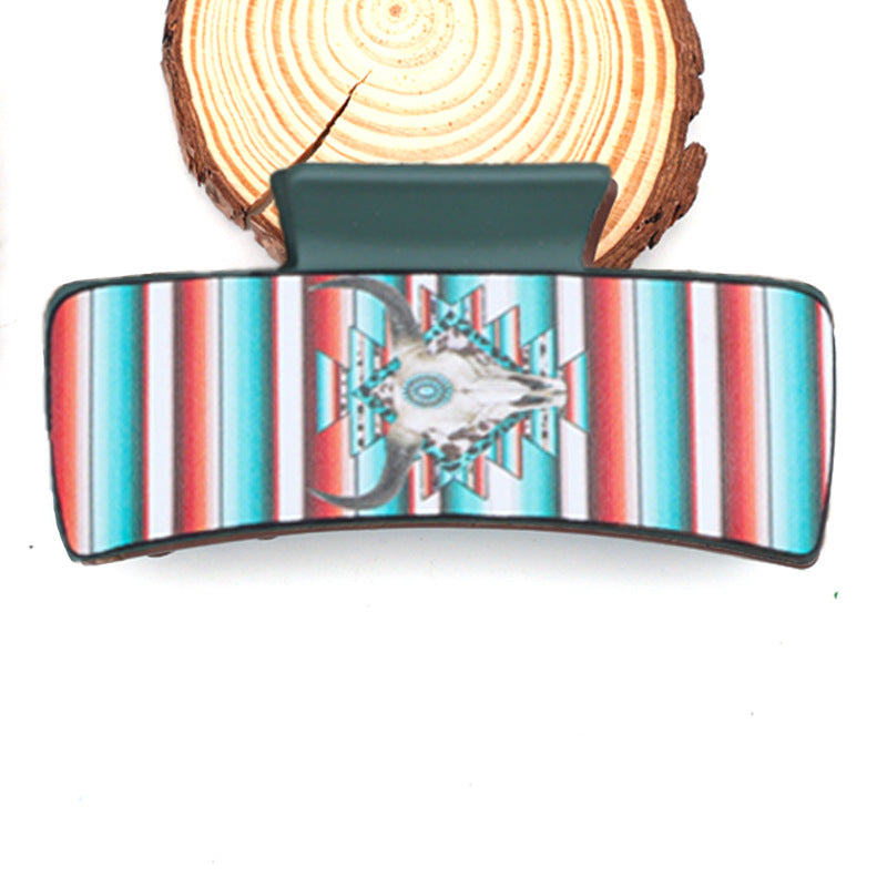 Wholesale Retro Personalized Western Bohemian Style Cow Head Stripe Pattern Leather Gripper